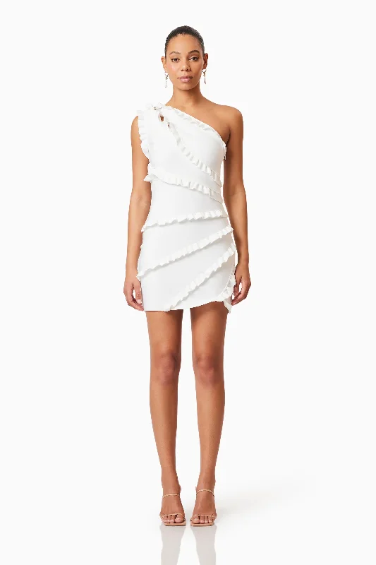 Kimberly Frill Mini Dress in White