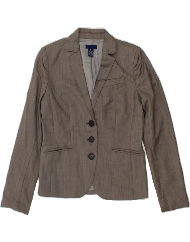 J. CREW Womens 3 Button Blazer Jacket US 4 Small Grey Wool