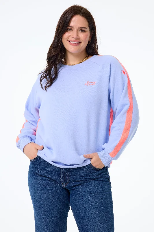 Blue with Neon Coral Colourblock Relaxed Sweatshirt