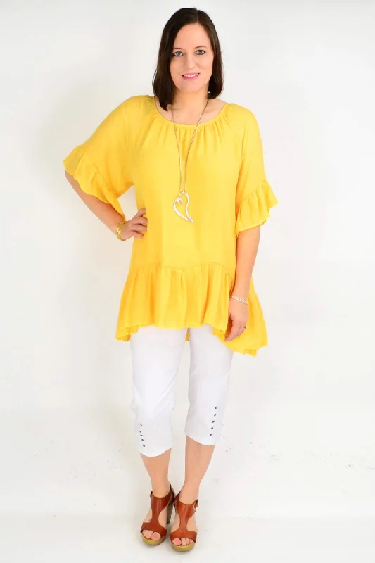 Mustard Yellow Cotton Tunic Blouse