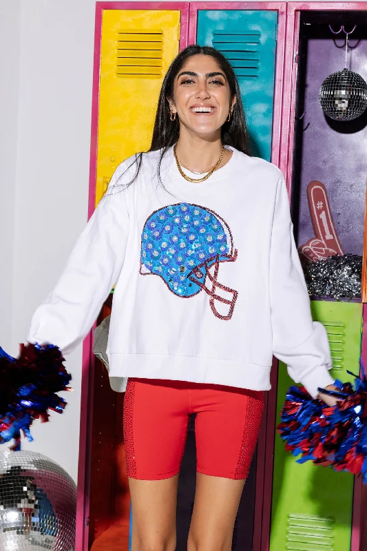 Light Blue & Red Flower Football Helmet Sweatshirt