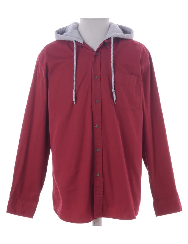 Label Burgundy Theo Hooded Shirt