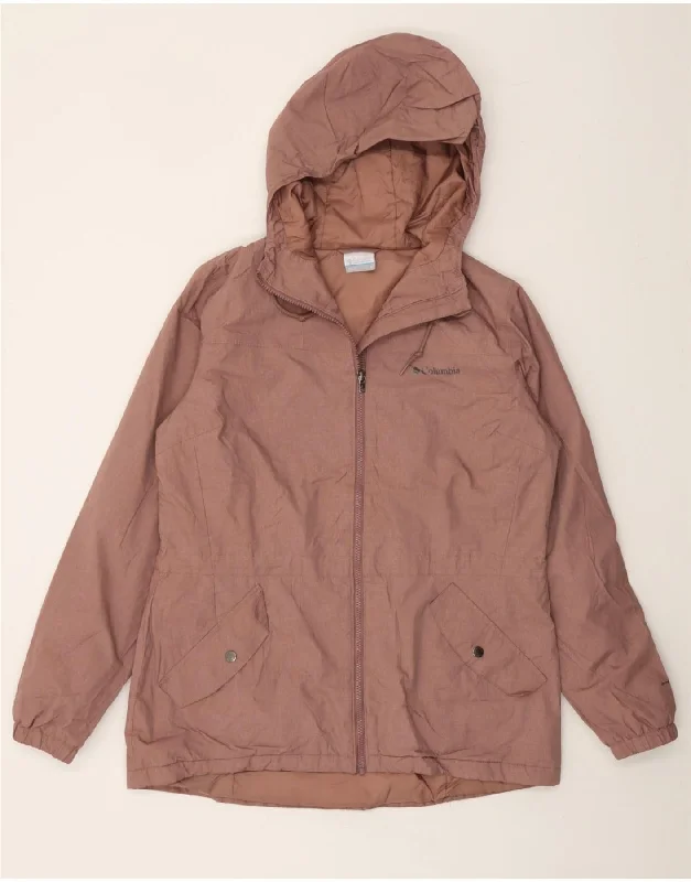 COLUMBIA Womens Hooded Windbreaker Jacket UK 16 Large Brown Polyamide