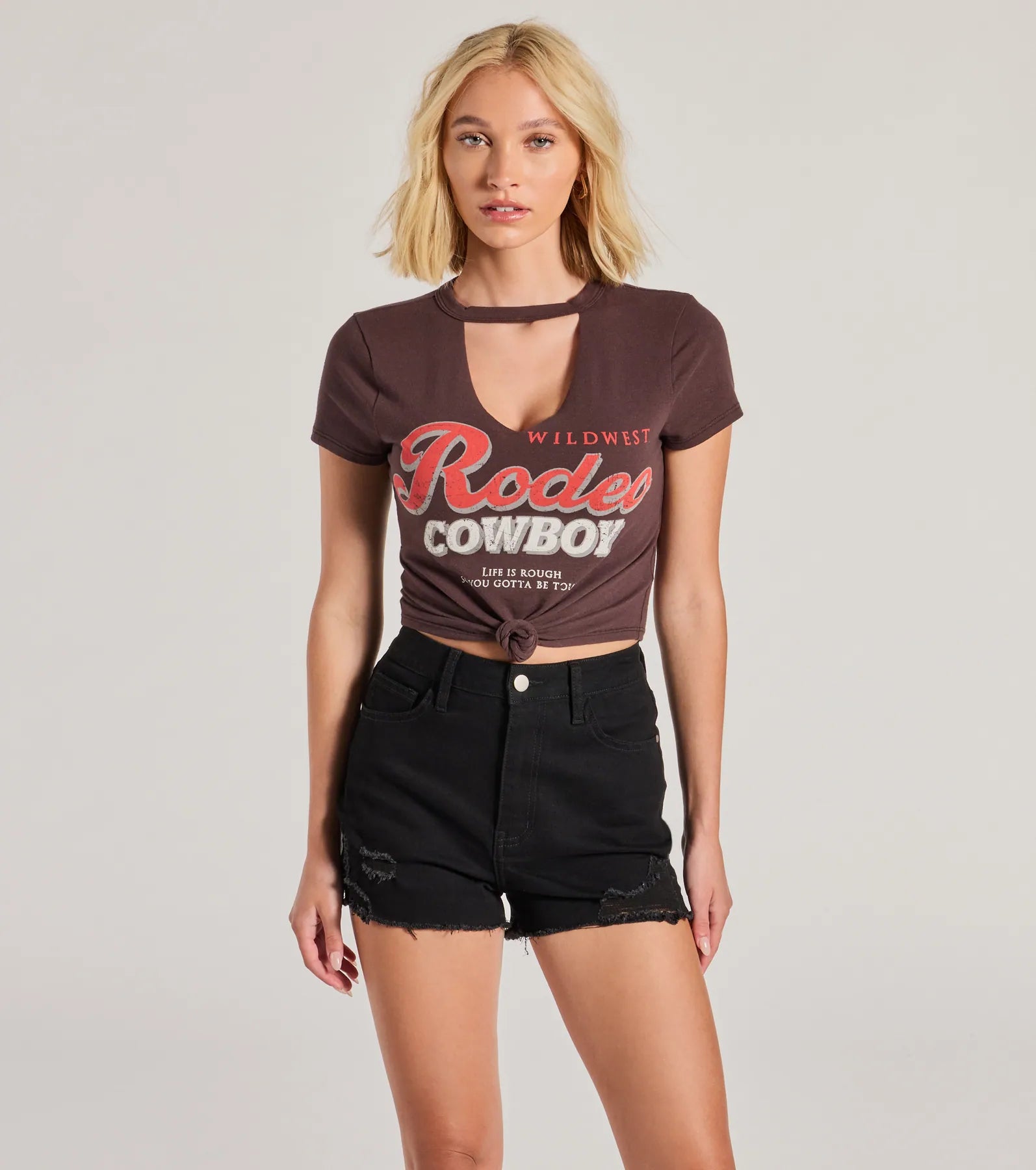 Rodeo Cowboy Cutout Crop Graphic Tee