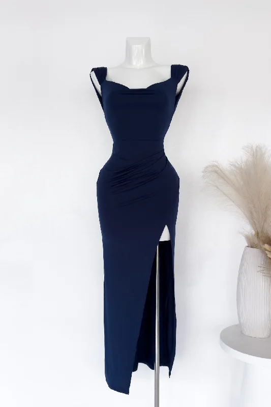 Polly Midi Dress - Navy