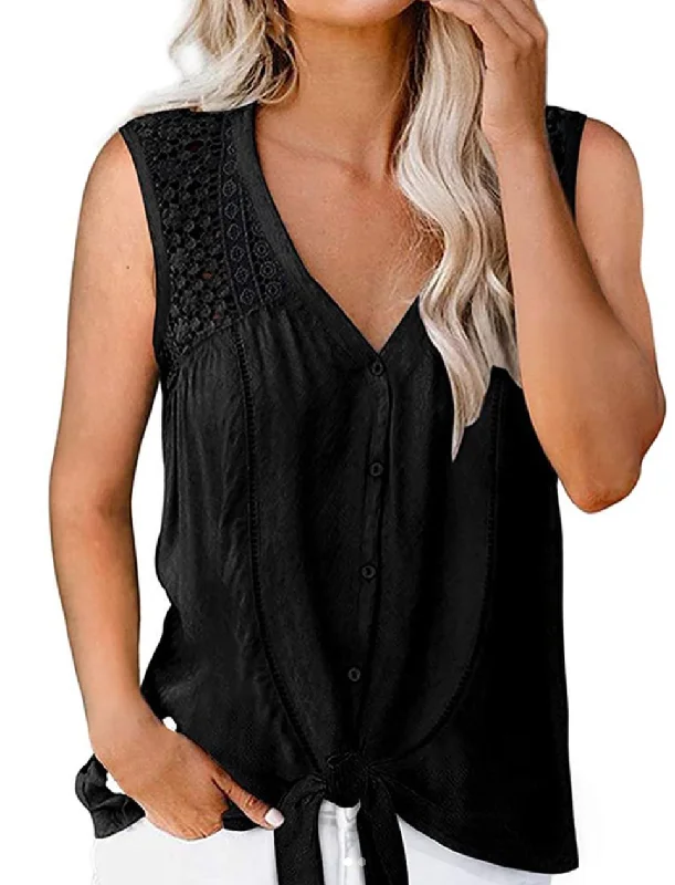 Tie Front Button Down Tank Top