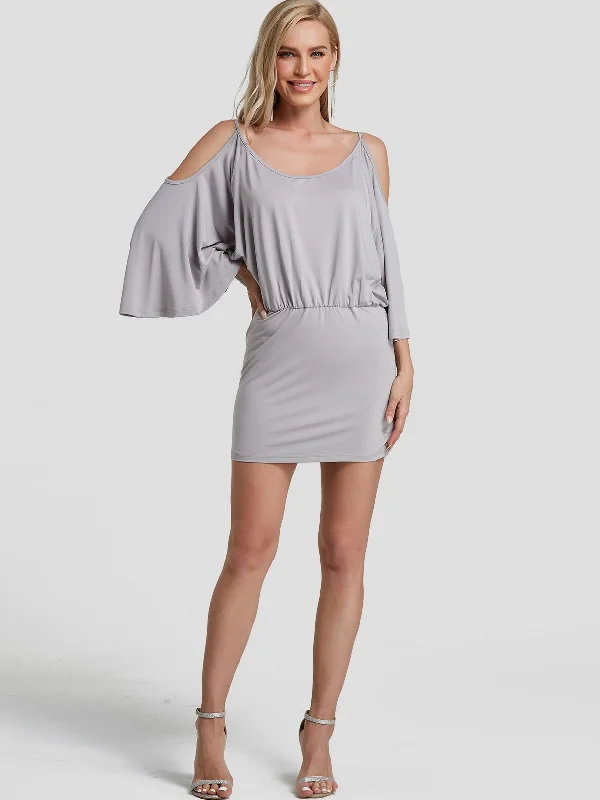 Wholesale Grey Round Neck Bodycon Mini Dresses