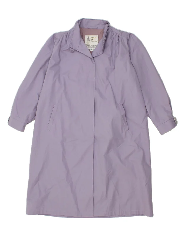 LONDON FOG Womens Petite Trench Coat UK 14 Large Purple Polyester