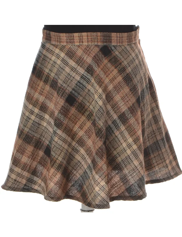 Label Brown Mini A-line Winter Skirt