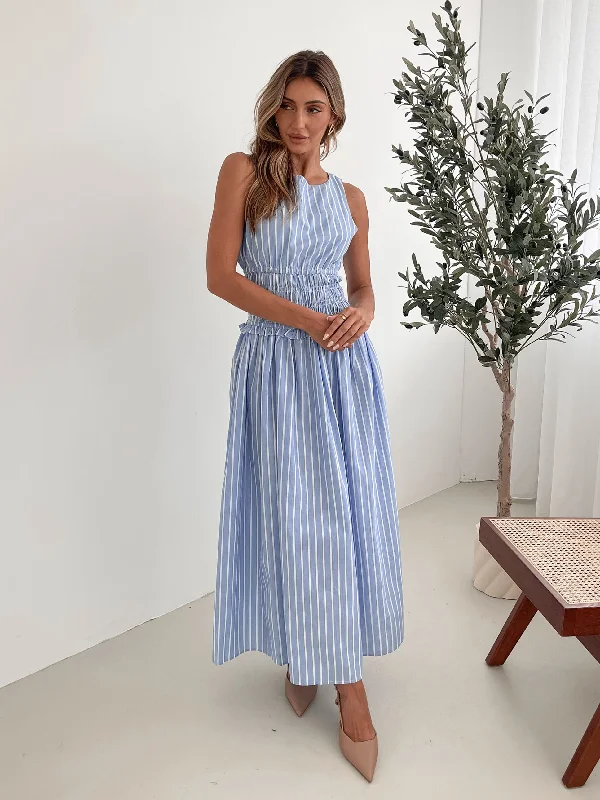 Priyanka Dress - Blue Stripe