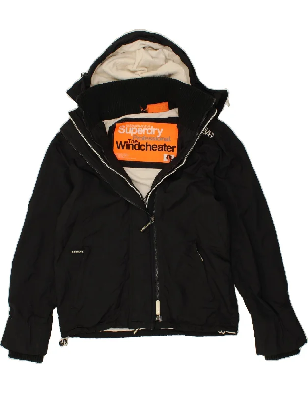 SUPERDRY Womens The Windcheater Windbreaker Jacket UK 16 Large Black