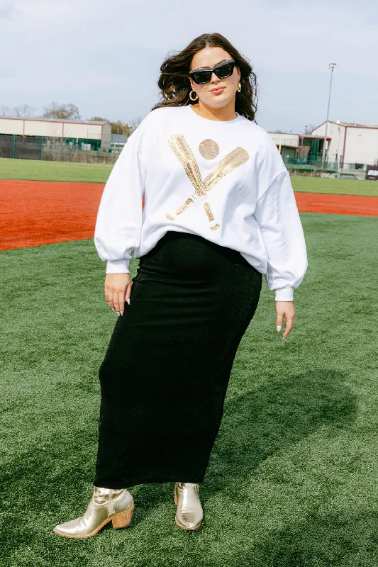 White & Gold Baseball Sweatshirt