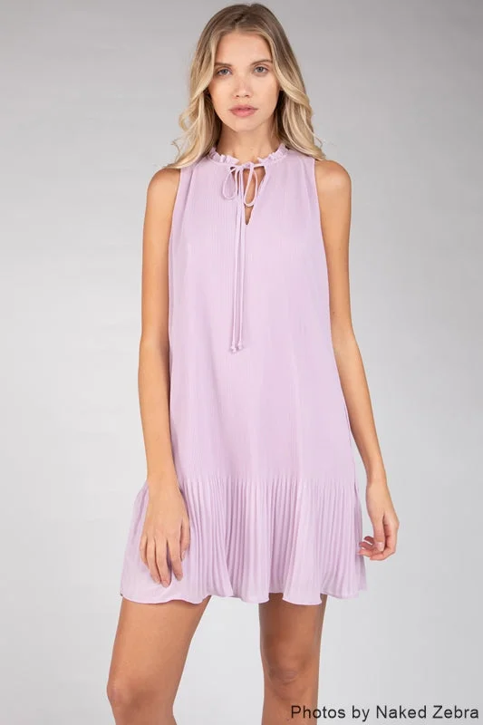 Kirsten Mini Pleated Dress - Lavender