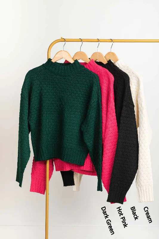 Mock Neck Textured Sweater