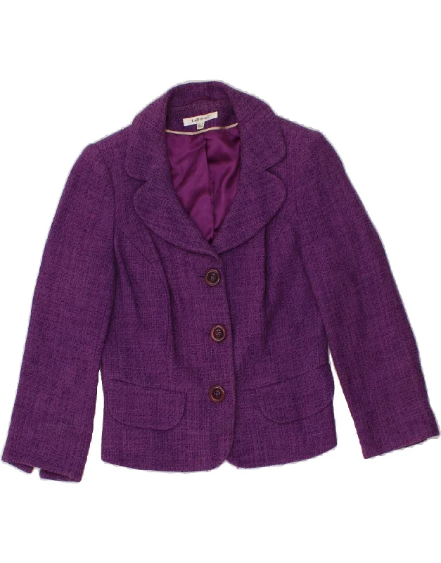 L.K. BENNETT Womens 3 Button Blazer Jacket UK 12 Medium Purple Cotton