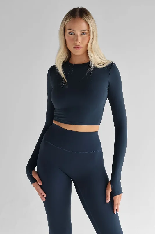 SCULPT Long Sleeve Crop - Navy