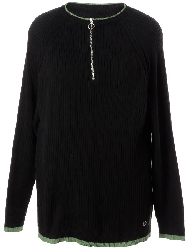 Label Black Zip Front Knitted Jumper