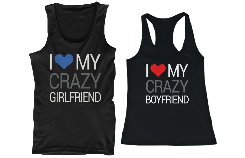 I Love My Crazy Boyfriend and Girlfriend Matching Tank Tops for Couples