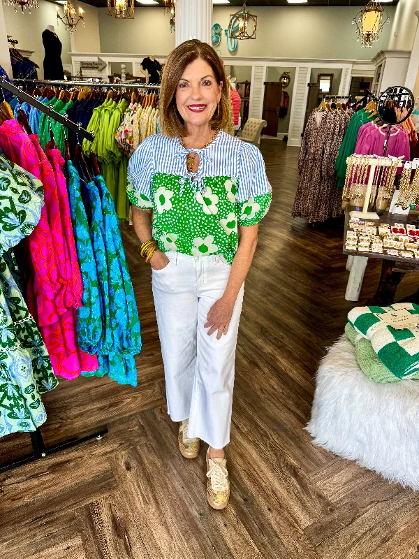 Striped Green Flower Top