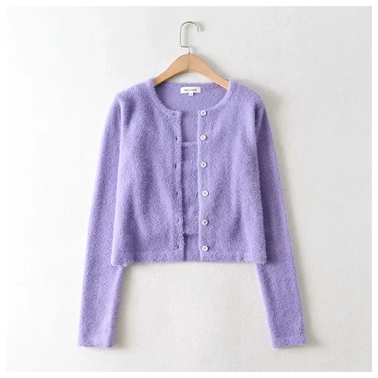 Aging sweet simple button solid color sweater cardigan  7210