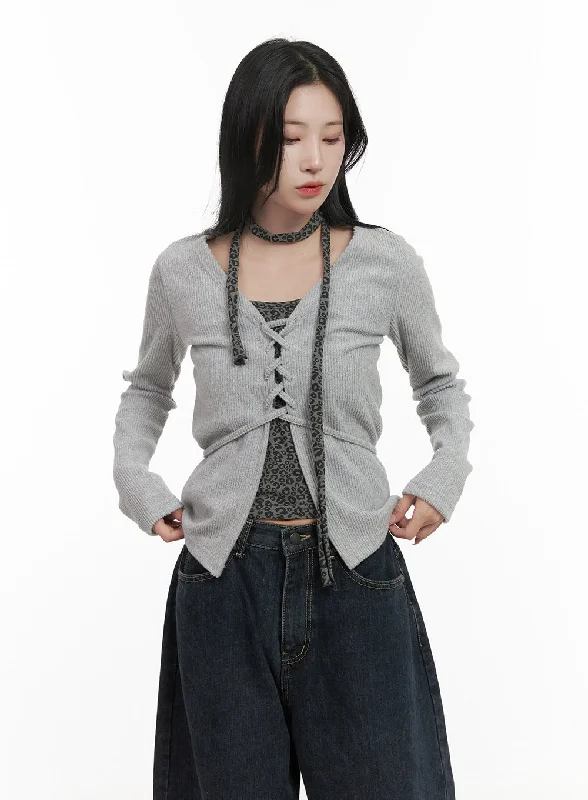 Slim-Fit X-Strap V-Neck Cardigan CD404