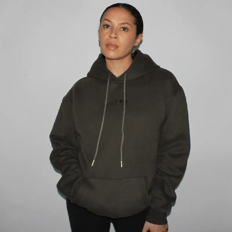 Satin Lined Hoodie - Dark Khaki