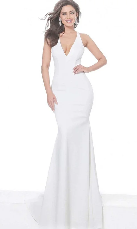 Jovani - 67865 Deep V-Neck Trumpet Dress