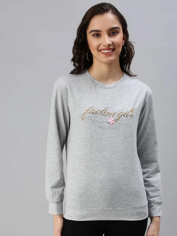 Women's Grey Solid SweatShirt