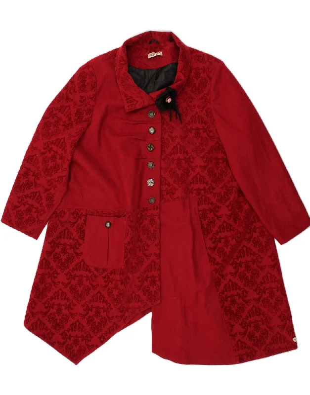 JOE BROWNS Womens Asymetric Oversized Overcoat UK 22 3XL Red Patchwork