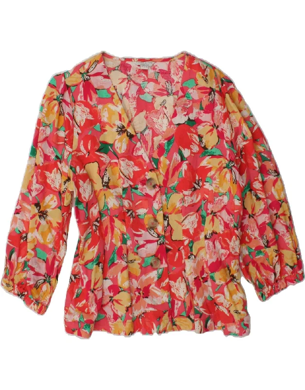 MONSOON Womens 3/4 Sleeve Blazer Jacket UK 14 Large Multicoloured Floral