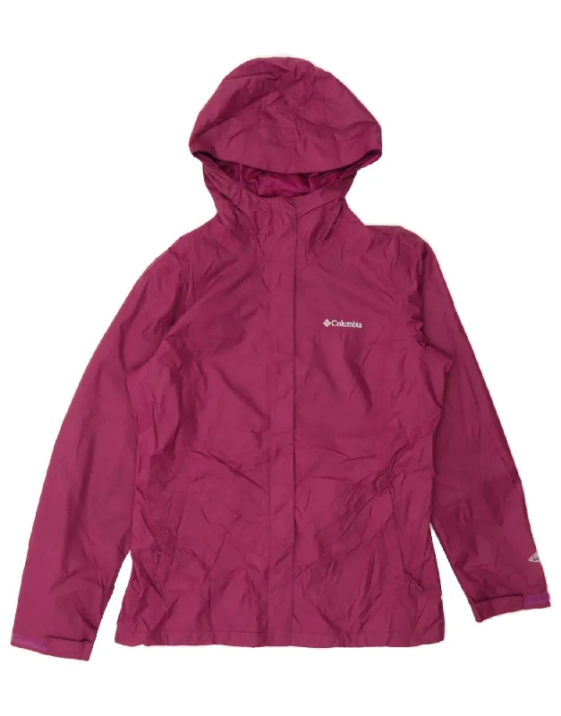 COLUMBIA Womens Hooded Rain Jacket UK 14 Medium Purple Nylon