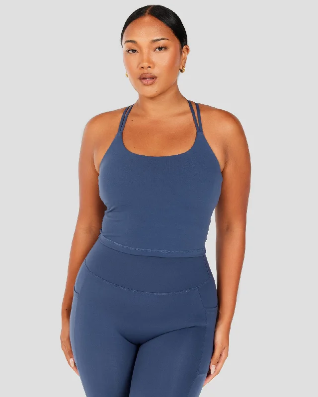 Aura Thin Strap Tank - Soft Navy