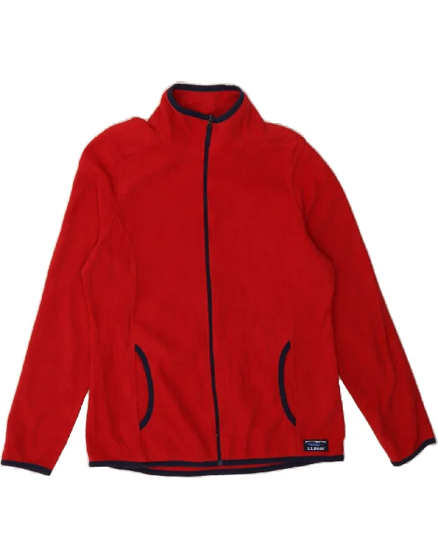 L.L.BEAN Womens Fleece Jacket UK 14 Medium Red Polyester