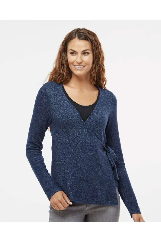 Boxercraft Womens Cuddle Wrap Sweatshirt - Heather Navy Blue - Closeout