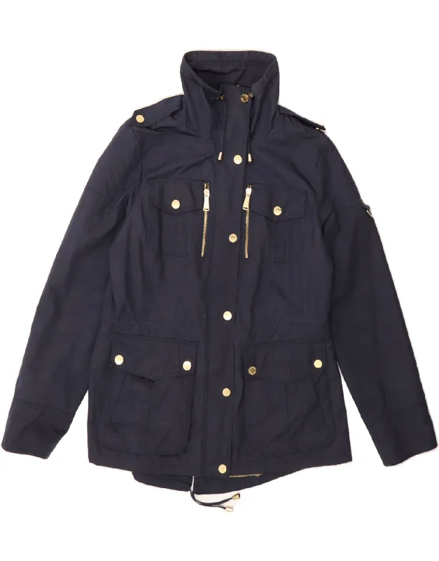 MICHAEL KORS Womens Military Jacket UK 14 Medium Navy Blue Polyester