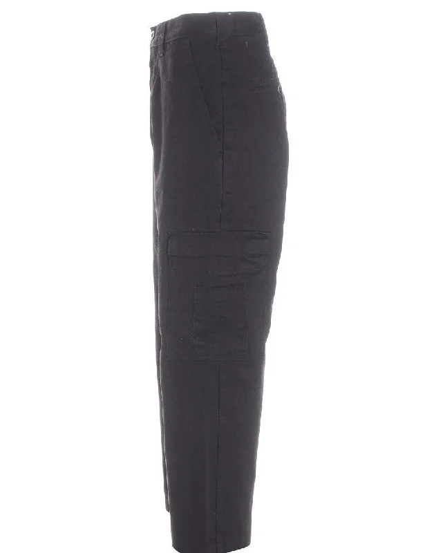 Label Black Cropped Cargo Trousers