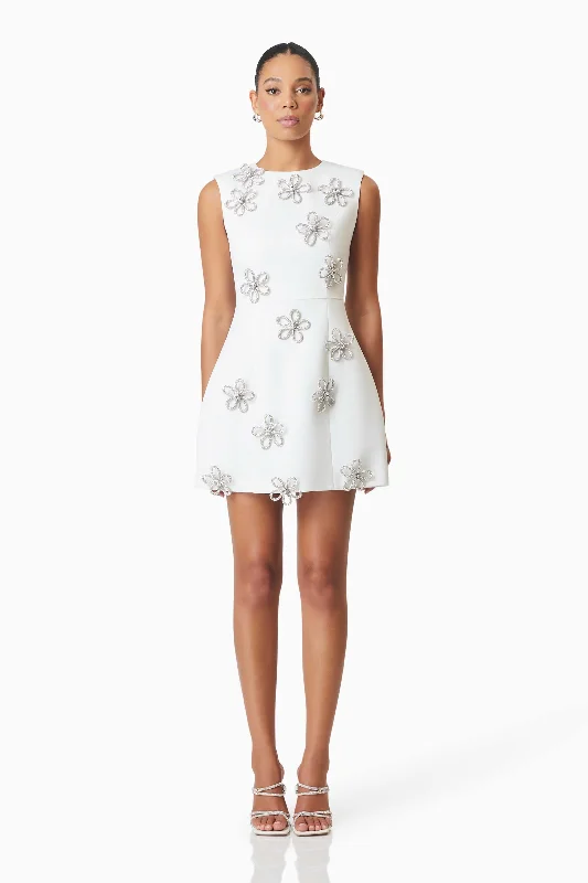 Maiara Diamante Mini Dress In White