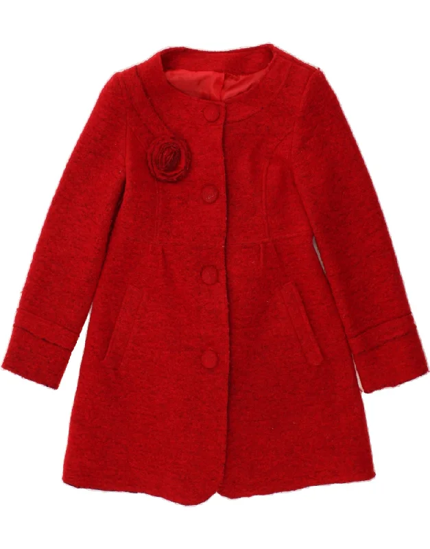 VINTAGE Womens Overcoat UK 12 Medium Red Wool