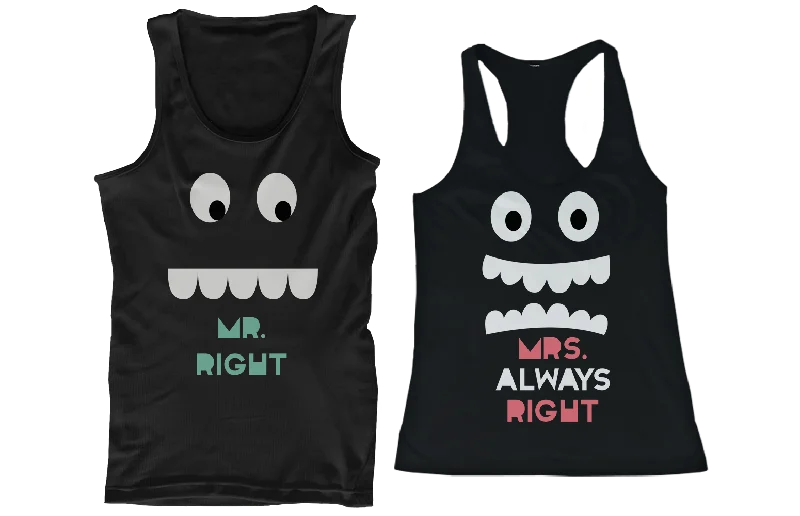 Mr. Right and Mrs. Always Right His and Her Matching Tank Tops for Couples