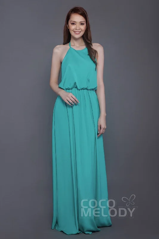 Sheath-Column Floor Length Chiffon Bridesmaid Dress PR3547