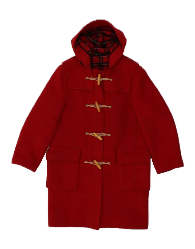 MONTGOMERY Womens Hooded Duffle Coat EU 34 XS Red Wool