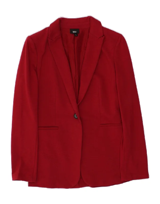 MOSSIMO Womens Longline 1 Button Blazer Jacket UK 14 Medium Red Cotton