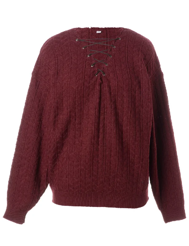 Label Burgundy Lace Up Jumper