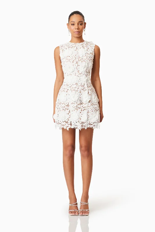 Daffodil Lace Mini Dress In White