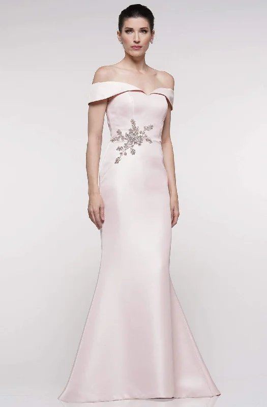 Marsoni by Colors - MV1003 Off Shoulder Jewel Accented Mermaid Gown