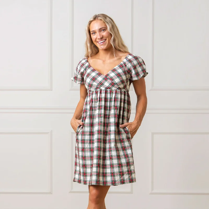 Puff Sleeve Crossover Dress