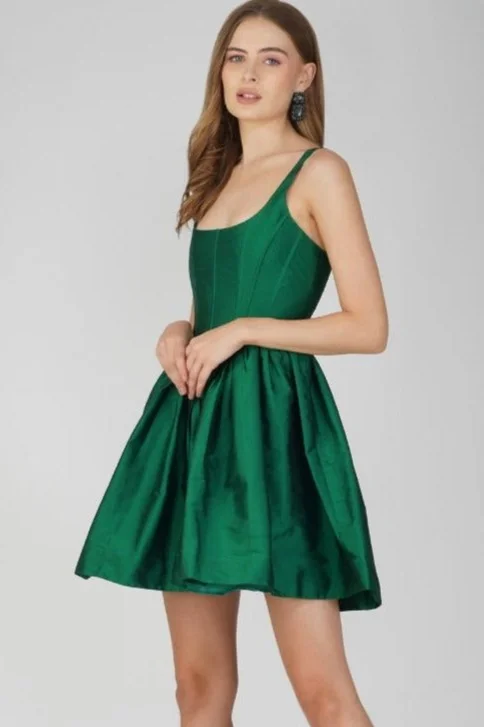 Bexley Tafetta Mini Dress in Royal Green