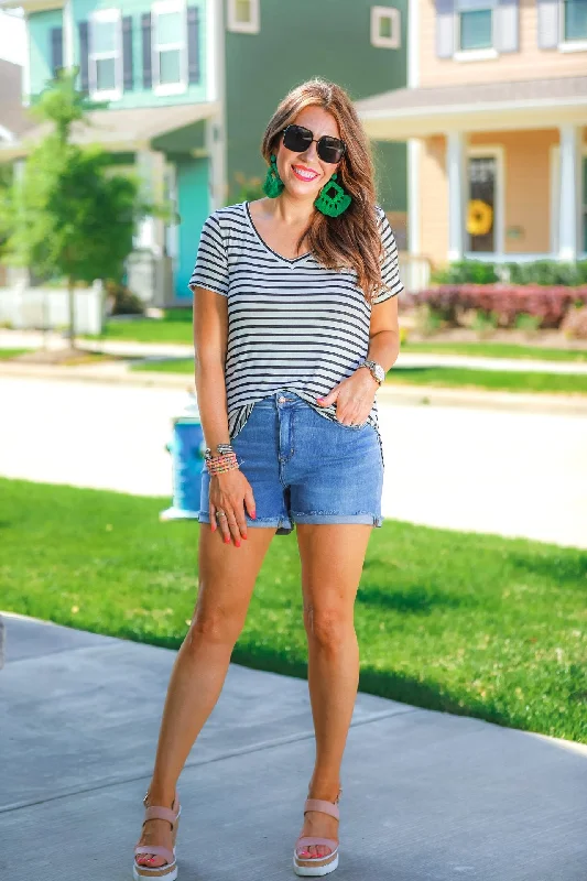 Gracie Perfect Striped V-Neck Tee