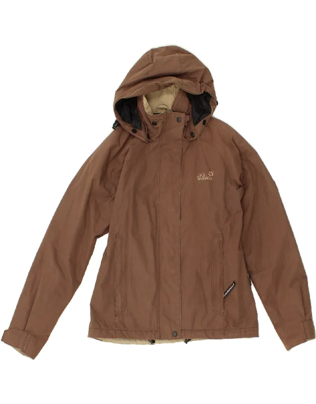 JACK WOLFSKIN Womens Hooded Windbreaker Jacket UK 12 Medium  Brown