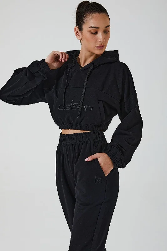 Women's Hoodie Croptop - Black